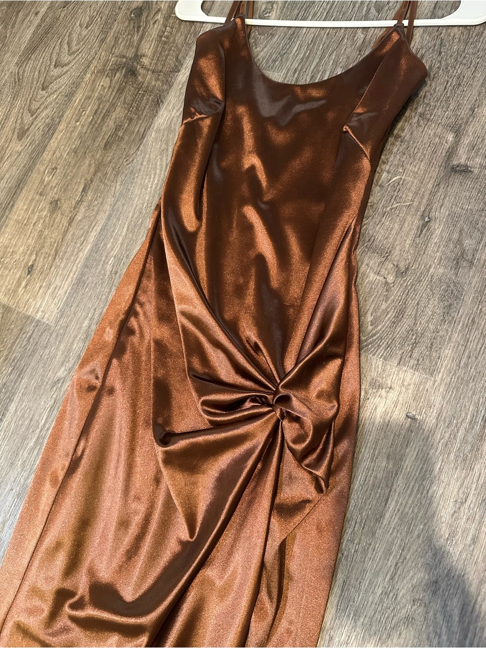 JLUXLABEL CHOCOLATE ALDIS SATIN SLIT DRESS